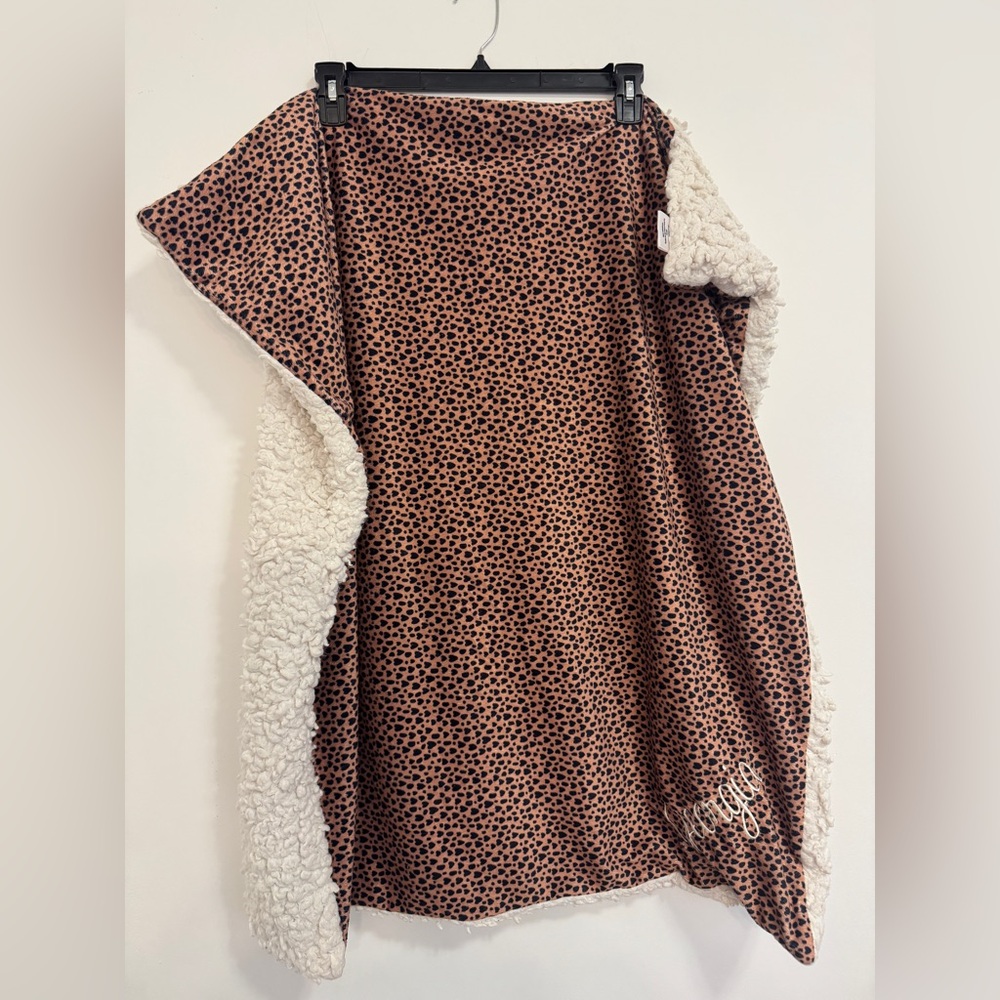 Reversible Leopard Print Sherpa Blanket